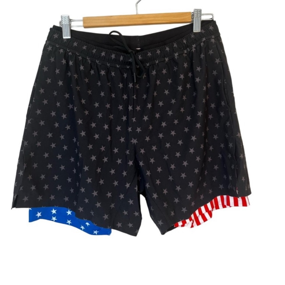 Chubbies The Danger Zones Shorts Compression Black Stars American Flag sz. L